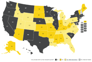 Concealed Carry Weapons permit reciprocity map | CCW New Hampshire | Join the Free State Project!